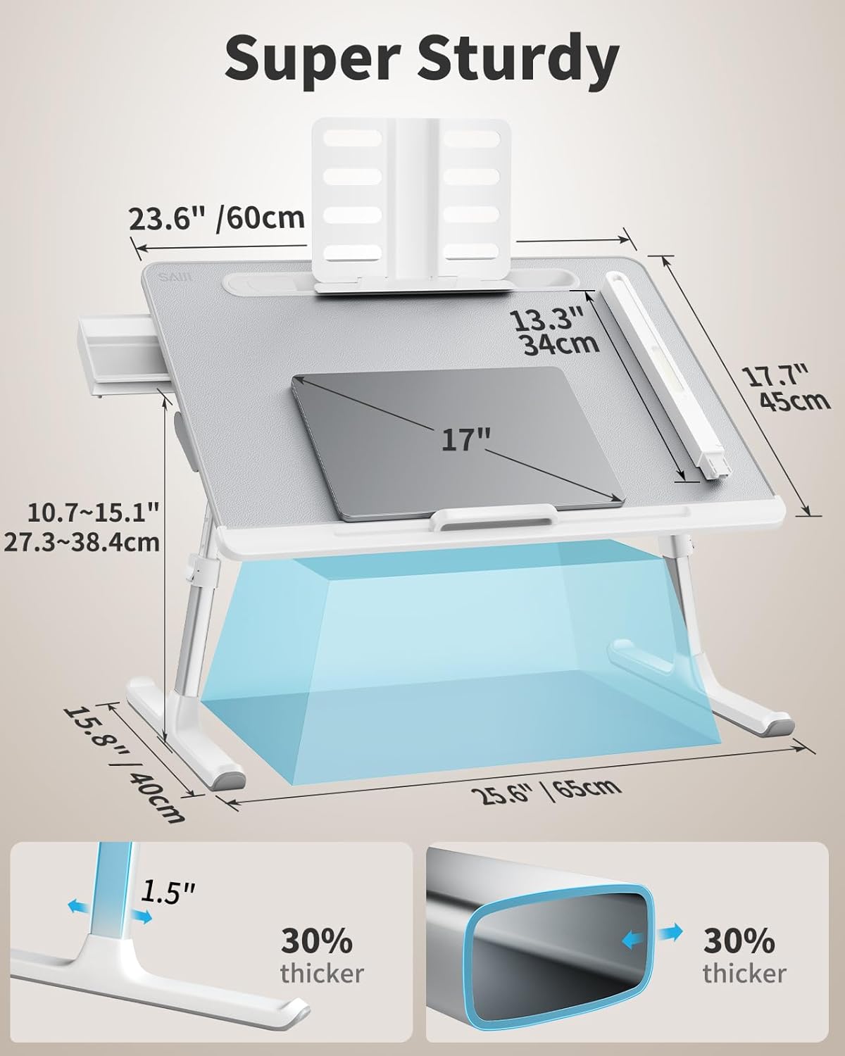 GetDeskor™ Smart Laptop Bed Desk with LED Lamp