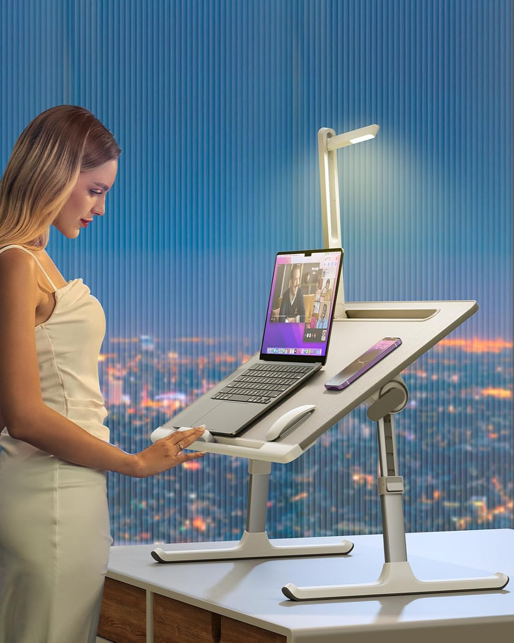 GetDeskor™ Smart Laptop Bed Desk with LED Lamp