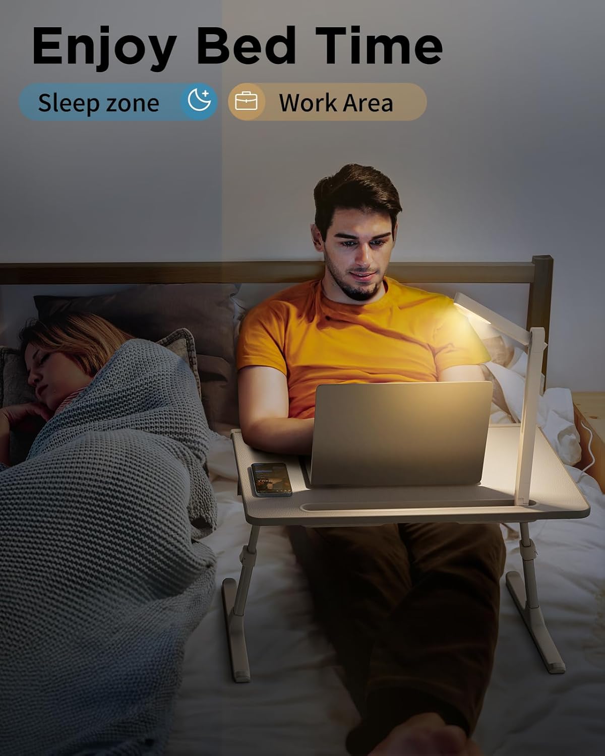 GetDeskor™ Smart Laptop Bed Desk with LED Lamp