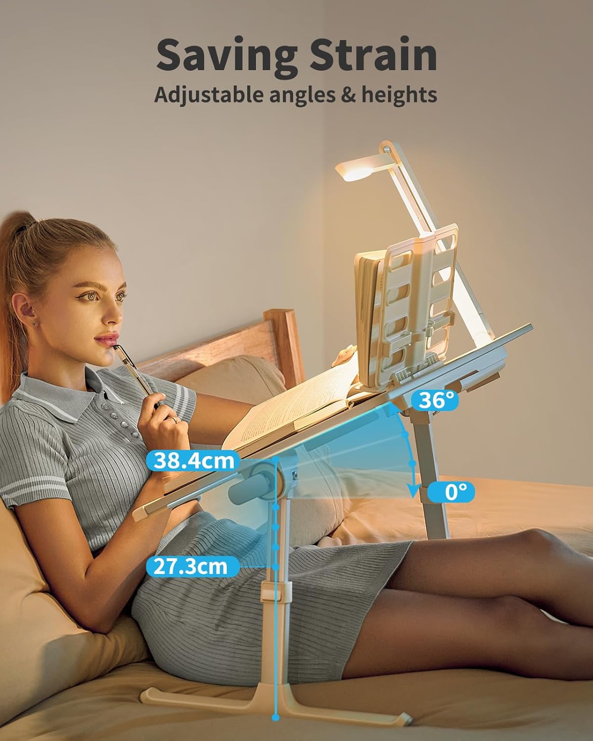 GetDeskor™ Smart Laptop Bed Desk with LED Lamp